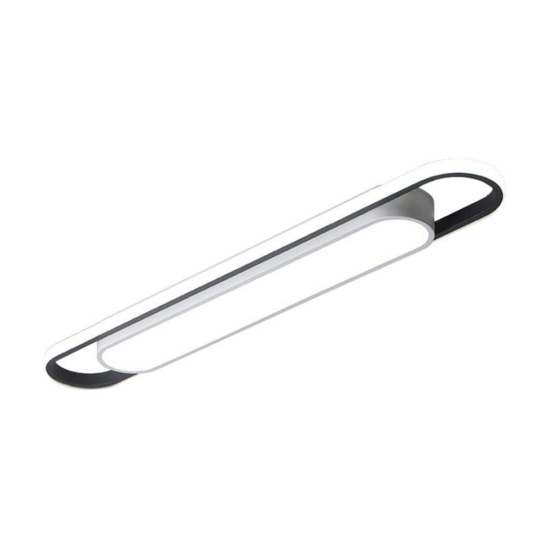 Modern Black And White Multi-Ring Flush Lighting - Led Acrylic Mount Lamp For Corridor White/Warm