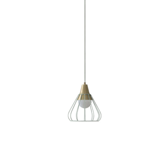 Modern Metal Cone Pendant Light With Wire-Cage Shade - 1 9’/13’ Wide