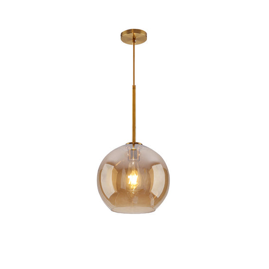 Modern Clear/Amber Glass Pendant Lighting - Global Gold Hanging Lamp Kit 1-Light 8/10/12 Wide