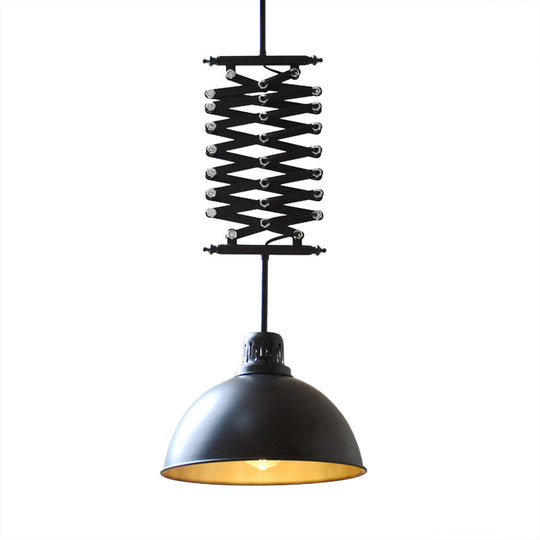 Industrial Style 1 Bulb Metal Dome Ceiling Light - Extendable Pendant For Balcony Black/White
