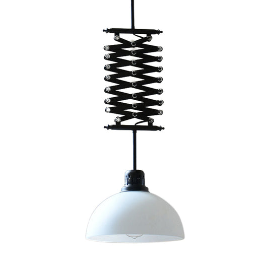 Industrial Style 1 Bulb Metal Dome Ceiling Light - Extendable Pendant For Balcony Black/White