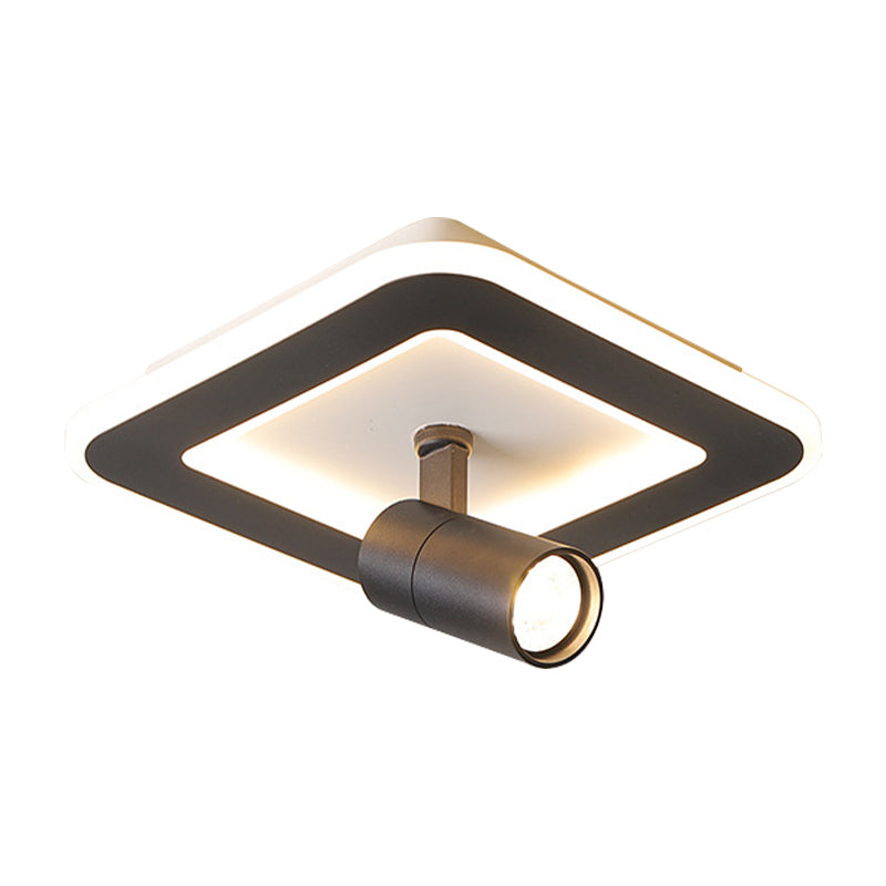 Modern Square/Round Flush Mount Led Acrylic Lamp In White/Black (White/Warm Light)