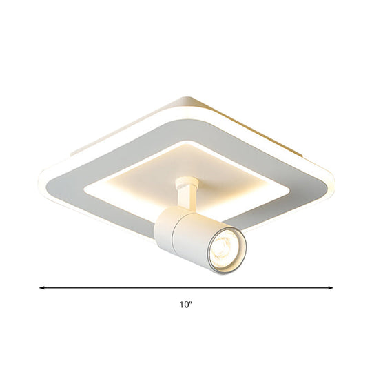 Modern Square/Round Flush Mount Led Acrylic Lamp In White/Black (White/Warm Light)