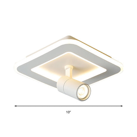 Modern Square/Round Flush Mount Led Acrylic Lamp In White/Black (White/Warm Light)