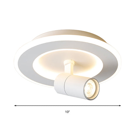 Modern Square/Round Flush Mount Led Acrylic Lamp In White/Black (White/Warm Light)