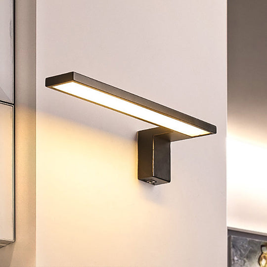 Modern Rectangular Led Wall Mount Light - Acrylic White/Black Bedside Fixture In Warm/White