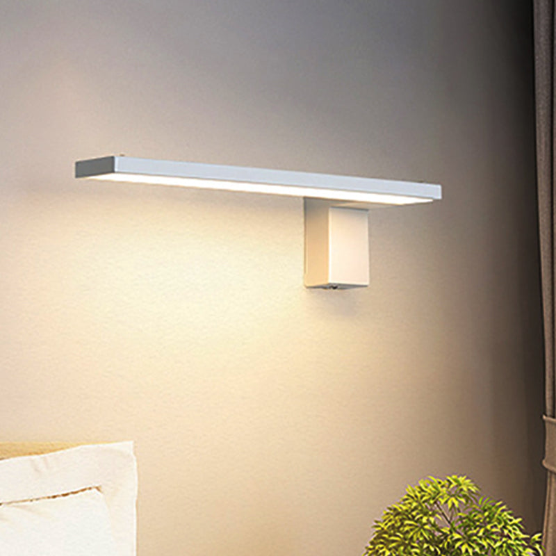 Modern Rectangular Led Wall Mount Light - Acrylic White/Black Bedside Fixture In Warm/White White /