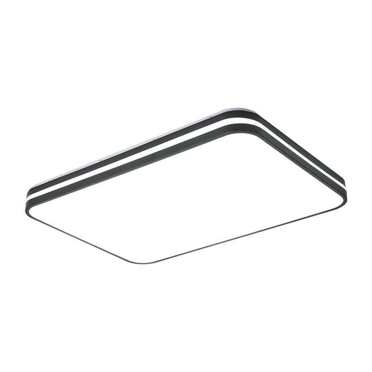 Modern Led Flush Mount Lamp – Black Square/Rectangle Acrylic Fixture In White Light
