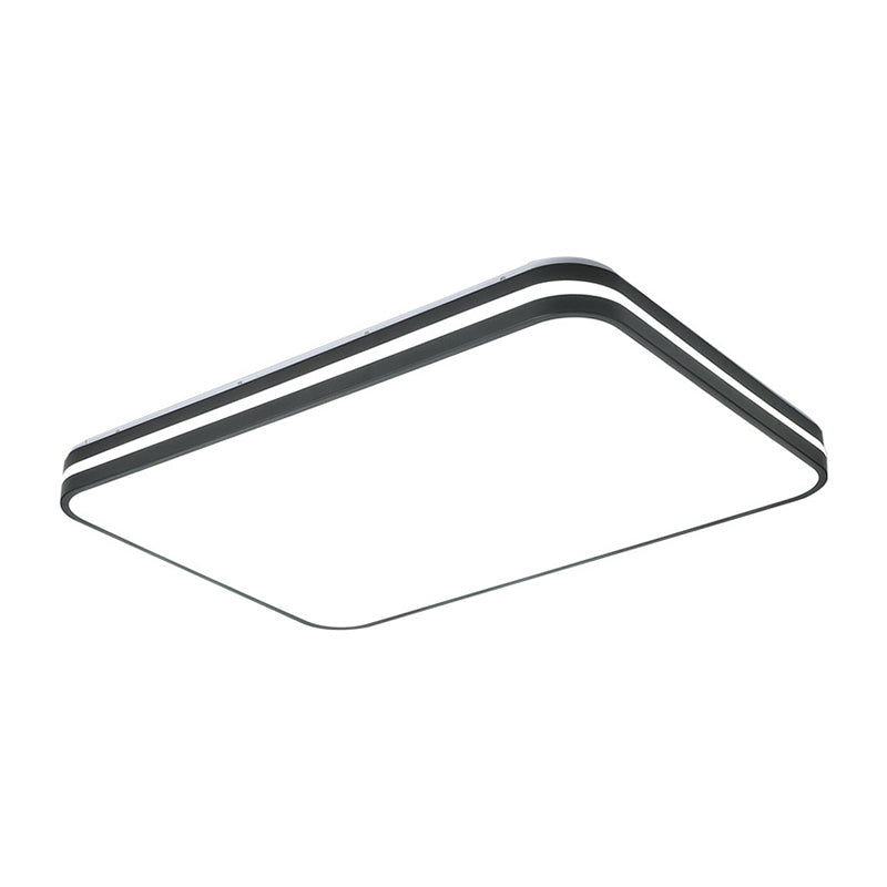 Modern Led Flush Mount Lamp Black Square/Rectangle Acrylic Fixture In White Light 16/19.5/25.5 Wide