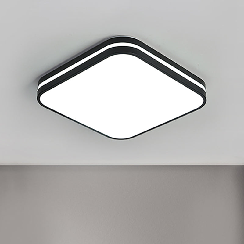 Modern Led Flush Mount Lamp Black Square/Rectangle Acrylic Fixture In White Light 16/19.5/25.5 Wide
