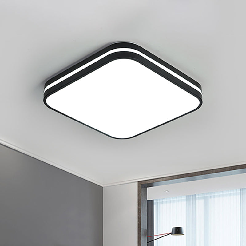 Modern Led Flush Mount Lamp – Black Square/Rectangle Acrylic Fixture In White Light