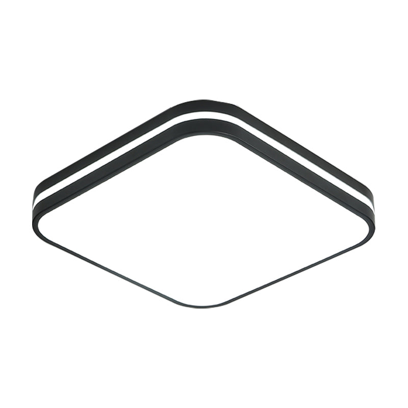 Modern Led Flush Mount Lamp – Black Square/Rectangle Acrylic Fixture In White Light