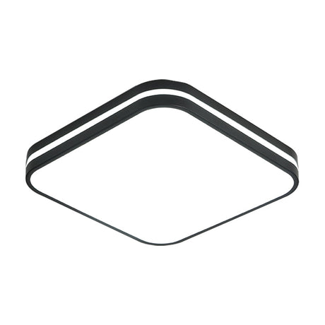 Modern Led Flush Mount Lamp Black Square/Rectangle Acrylic Fixture In White Light 16/19.5/25.5 Wide