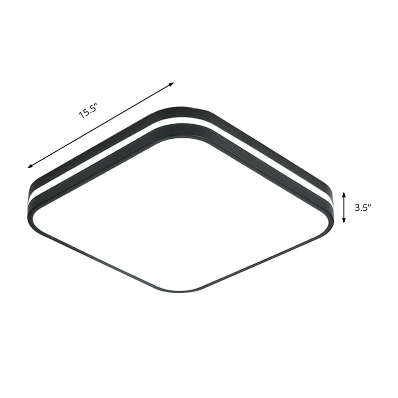 Modern Led Flush Mount Lamp – Black Square/Rectangle Acrylic Fixture In White Light