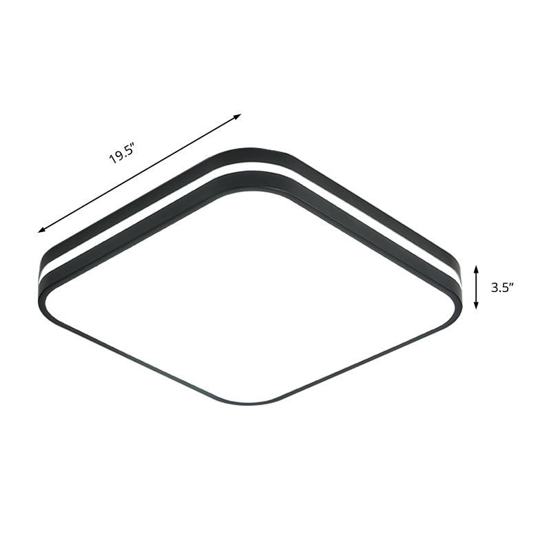 Modern Led Flush Mount Lamp – Black Square/Rectangle Acrylic Fixture In White Light