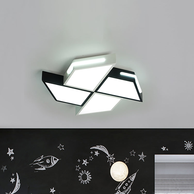 Modern Black And White Windmill Flush Lighting Led Ceiling Lamp Fixture (18/23.5 Wide) Black-White /