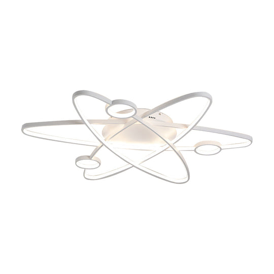 Modern Oval Flush Ceiling Lamp With Led Acrylic White/Coffee Finish In Warm Light -