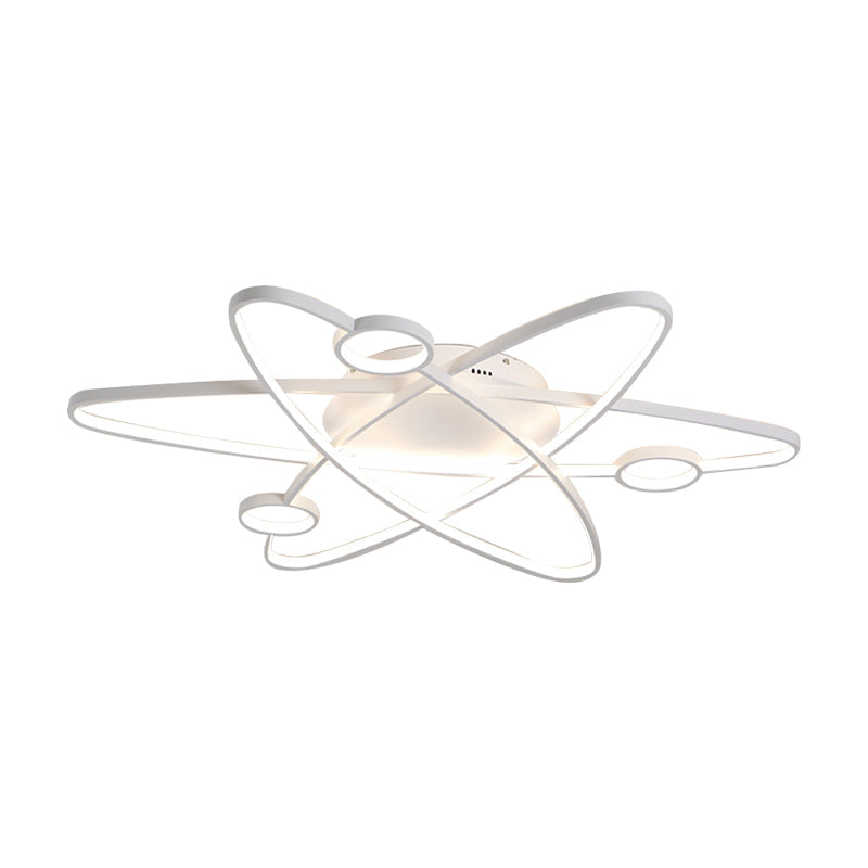 Modern Oval Flush Ceiling Lamp With Led Acrylic White/Coffee Finish In Warm Light - 23.5/31.5/39