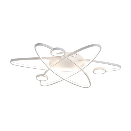 Modern Oval Flush Ceiling Lamp With Led Acrylic White/Coffee Finish In Warm Light - 23.5/31.5/39