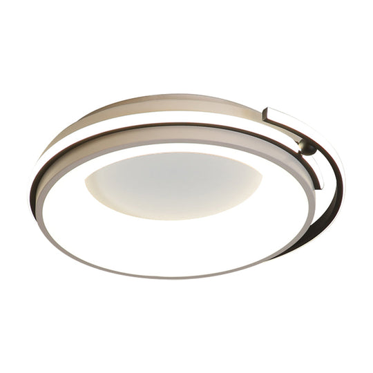 Contemporary Led Flush Mount Light For Living Room - Round Acrylic Shade Black/Grey Finish