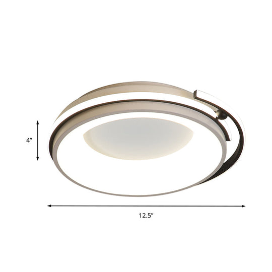 Contemporary Led Flush Mount Light For Living Room - Round Acrylic Shade Black/Grey Finish
