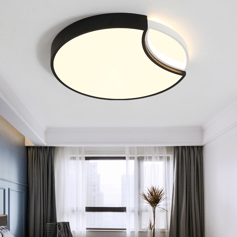 Contemporary Acrylic Led Circle Flush Mount Ceiling Light In Black - Warm White Neutral 16/19.5 Wide