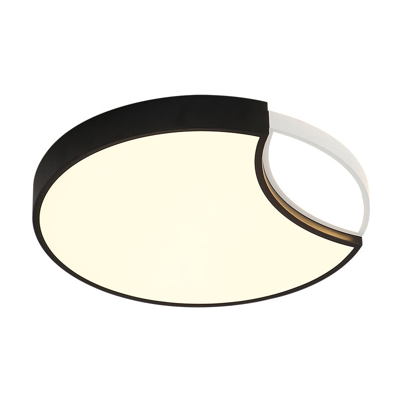 Contemporary Acrylic Led Circle Flush Mount Ceiling Light In Black - Warm White Neutral