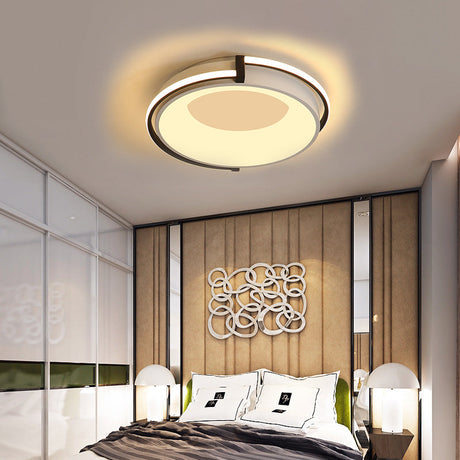 Contemporary Led Flush Mount Light With Black/Grey Ring And Acrylic Shade In White/Warm/Neutral -