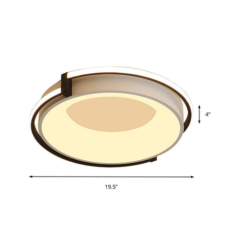 Contemporary Led Flush Mount Light With Black/Grey Ring And Acrylic Shade In White/Warm/Neutral -