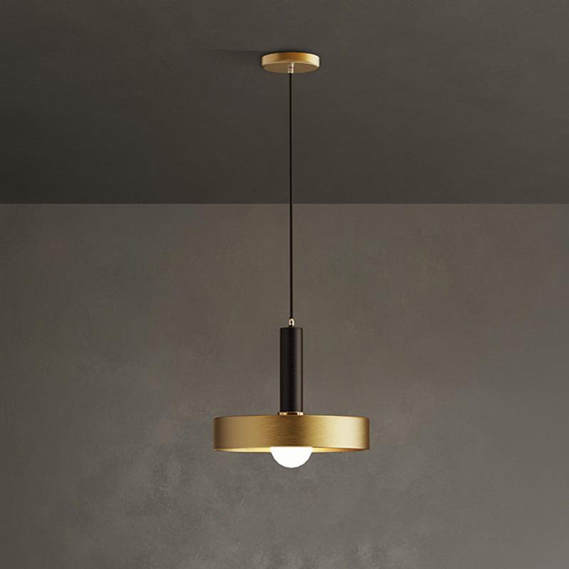 Gold Metallic Lid Shaped Pendant Light Fixture For Dining Room - Post-Modern Suspension Lighting
