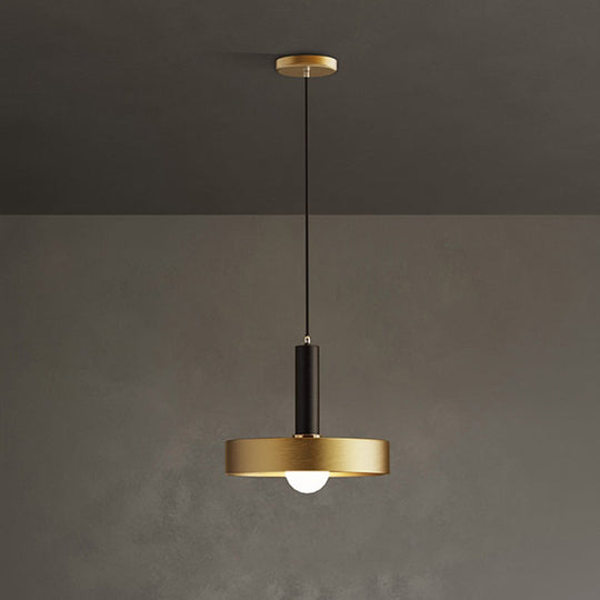 Modern Gold Pendant Light Fixture For Dining Room With Metallic Lid Shape