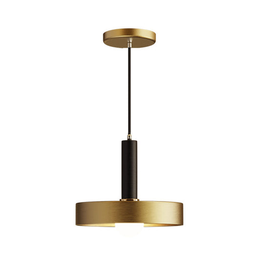 Gold Metallic Lid Shaped Pendant Light Fixture For Dining Room - Post-Modern Suspension Lighting