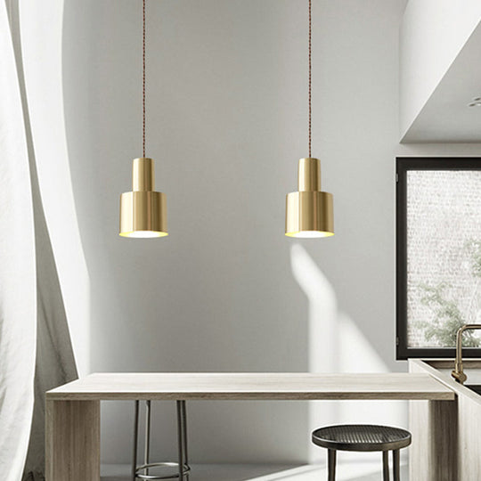 Gold Grenade Pendant Ceiling Light - Minimalist Metallic Suspension Lighting For Living Room