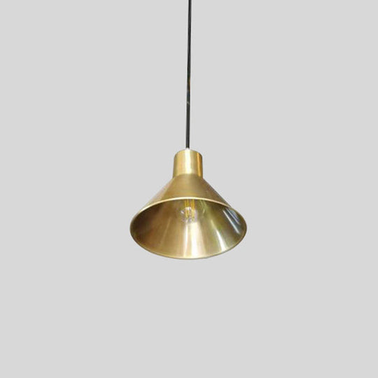 Modern Gold Geometric Ceiling Pendant Light - Single Metallic Hanging Lamp