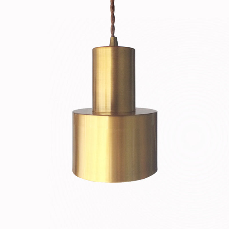 Modern Gold Geometric Ceiling Pendant Light - Single Metallic Hanging Lamp / E