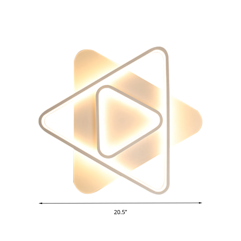 Modern White Led Triangle Flush Mount Ceiling Lamp - 17’/21’/25’ Wide Acrylic Fixture In