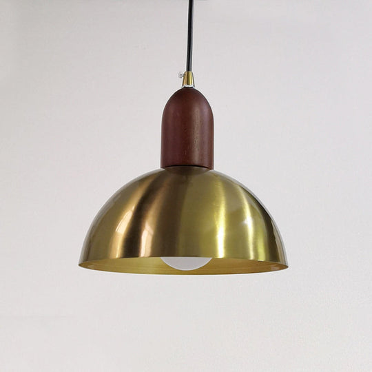 Modern Brass Pendant Light With Dome Shade - Single Postmodern Suspension Fixture For Living Room