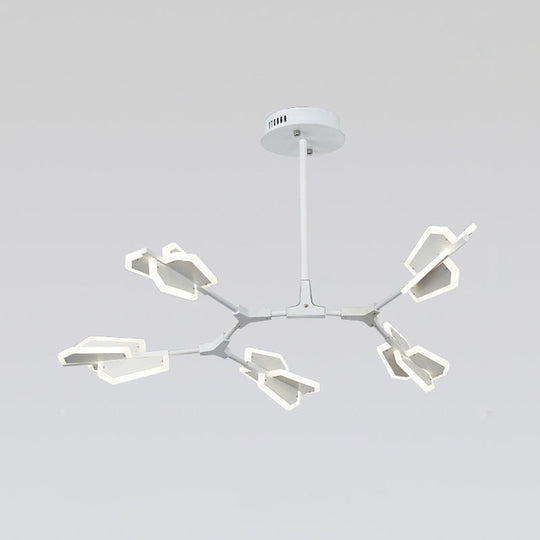 Branch Shaped Led Chandelier Light For Postmodern Metallic Living Room Ceiling Lighting 5 / White