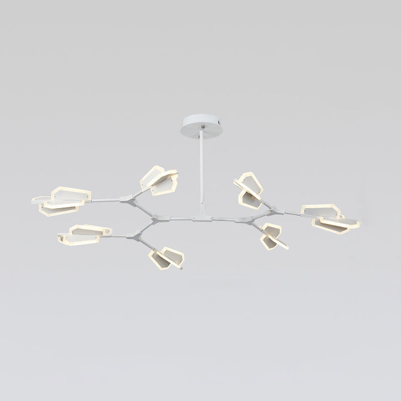 Branch Shaped Led Chandelier Light For Postmodern Metallic Living Room Ceiling Lighting 7 / White