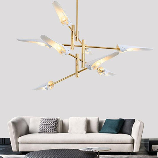 Post-Modern Metallic Burst Chandelier Light For Living Room 8 / White