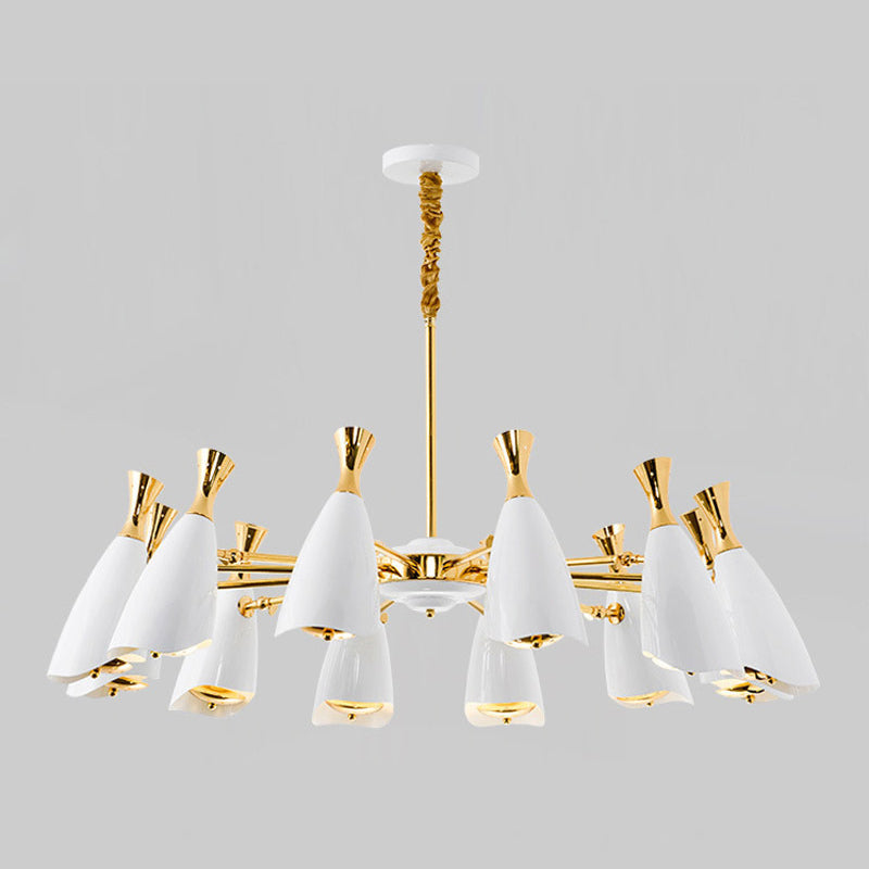 Horn-Shaped Led Suspension Light: Metallic Simplicity Chandelier For Living Room