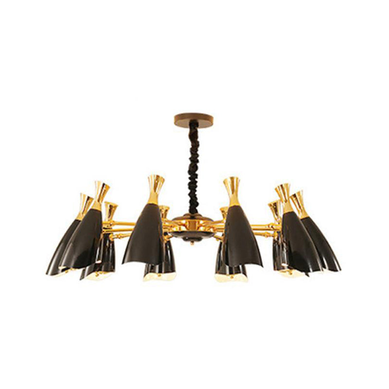 Horn-Shaped Led Suspension Light: Metallic Simplicity Chandelier For Living Room