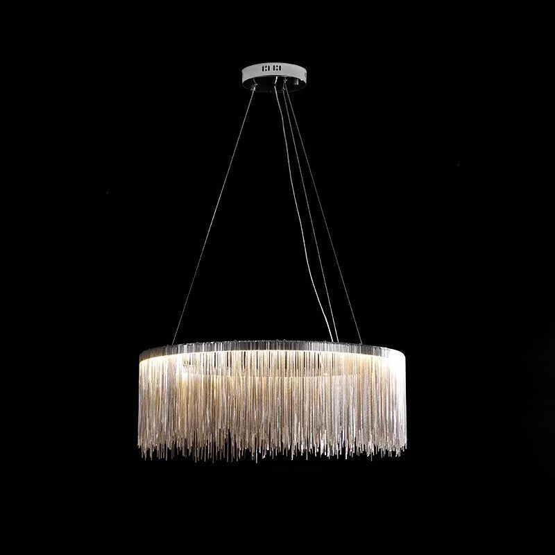 Postmodern Led Chain Ceiling Light Fixture - Elegant Aluminum Chandelier For Living Room