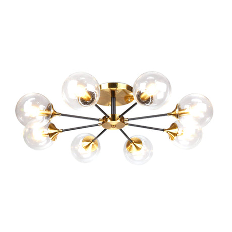 Modern Round Semi Flush Mount Lighting In White/Orange With Smoke Glass - 3/6/8 Light Gold Led
