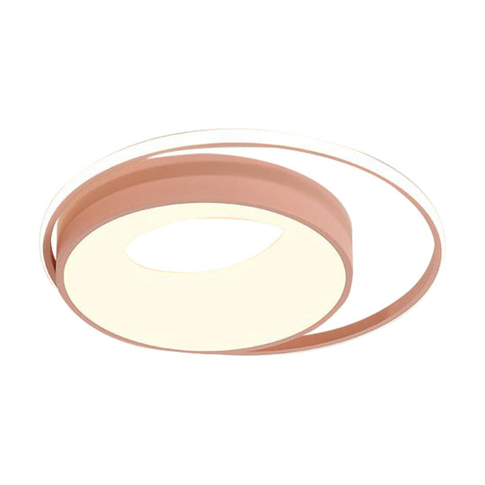 Modern Led Flush Mount Lighting In White/Pink/Blue - Round Acrylic Ceiling Lamp Fixture