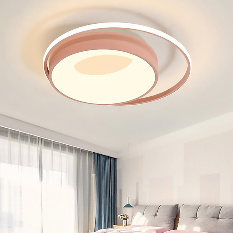 Modern Led Flush Mount Lighting In White/Pink/Blue - Round Acrylic Ceiling Lamp Fixture
