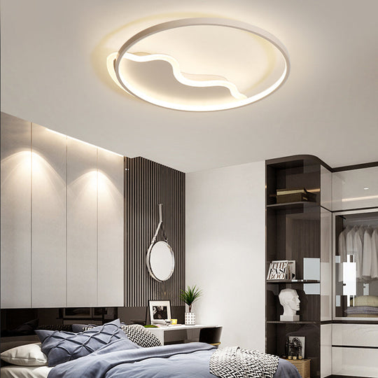 Contemporary Ring Flush Mount Led Lamp For Bedroom 18/21.5 - White/Pink/Blue With Warm/White Light