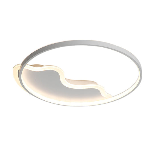 Contemporary Ring Flush Mount Led Lamp For Bedroom 18’/21.5’ - White/Pink/Blue With Warm/White Light