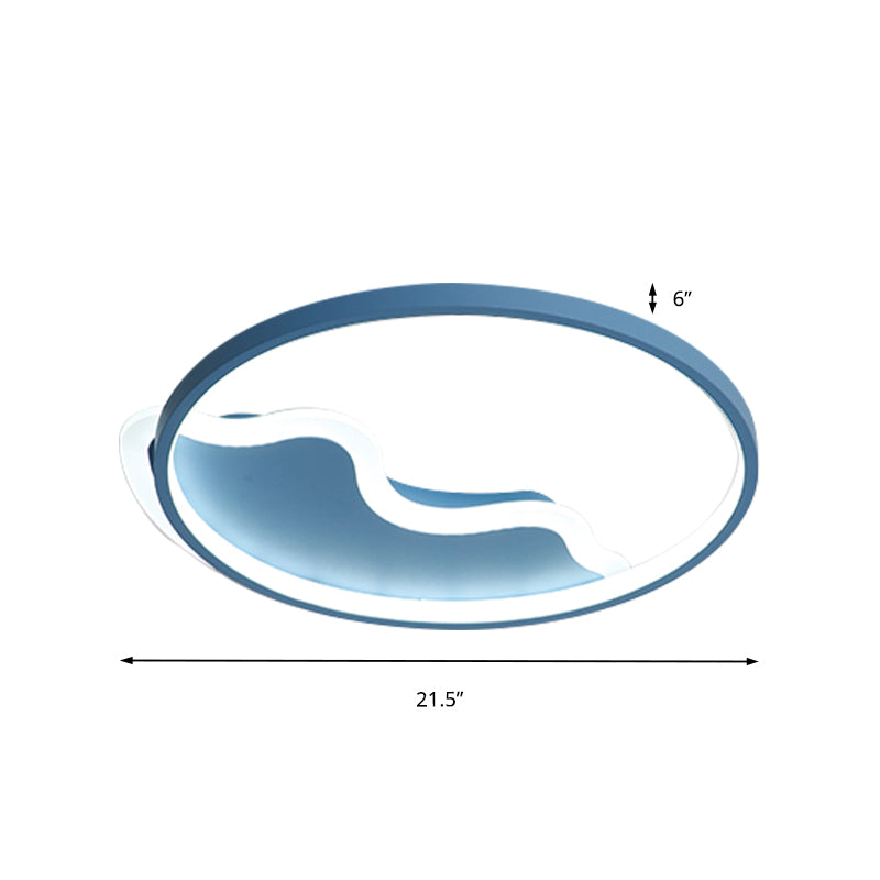 Contemporary Ring Flush Mount Led Lamp For Bedroom 18’/21.5’ - White/Pink/Blue With Warm/White Light