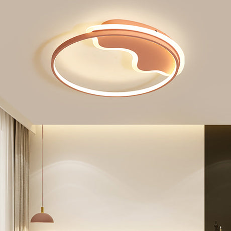 Contemporary Ring Flush Mount Led Lamp For Bedroom 18/21.5 - White/Pink/Blue With Warm/White Light
